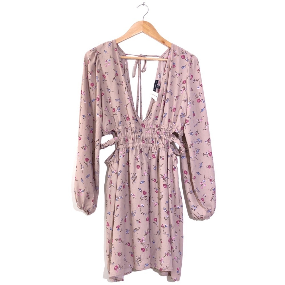 Nordstrom Ever After Brown Floral Print Side Cut Out XL